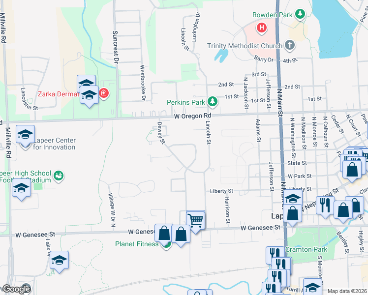 map of restaurants, bars, coffee shops, grocery stores, and more near 817 Lamoreaux Drive in Lapeer