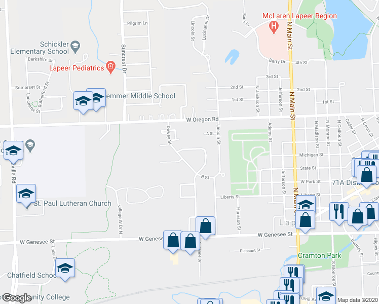map of restaurants, bars, coffee shops, grocery stores, and more near 833 Lamoreaux Drive in Lapeer