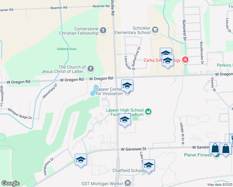 map of restaurants, bars, coffee shops, grocery stores, and more near 891 Rolling Hills Lane in Lapeer