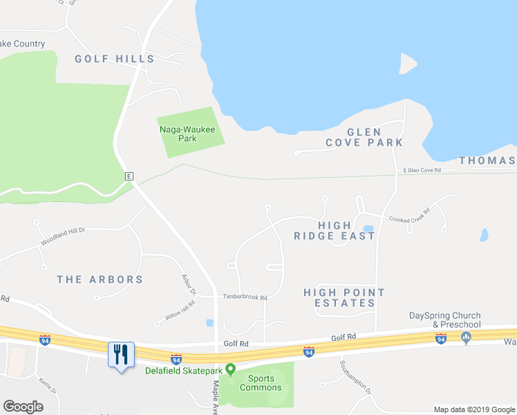 map of restaurants, bars, coffee shops, grocery stores, and more near W301N1873 Stone Bridge Court in Pewaukee