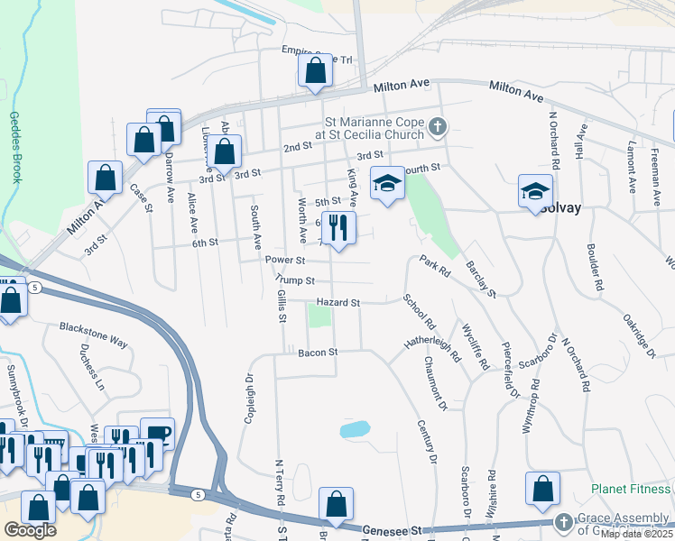 map of restaurants, bars, coffee shops, grocery stores, and more near 903 Cogswell Ave in Syracuse