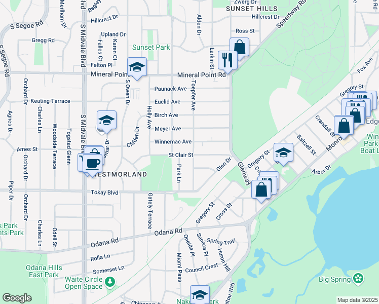 map of restaurants, bars, coffee shops, grocery stores, and more near in Madison