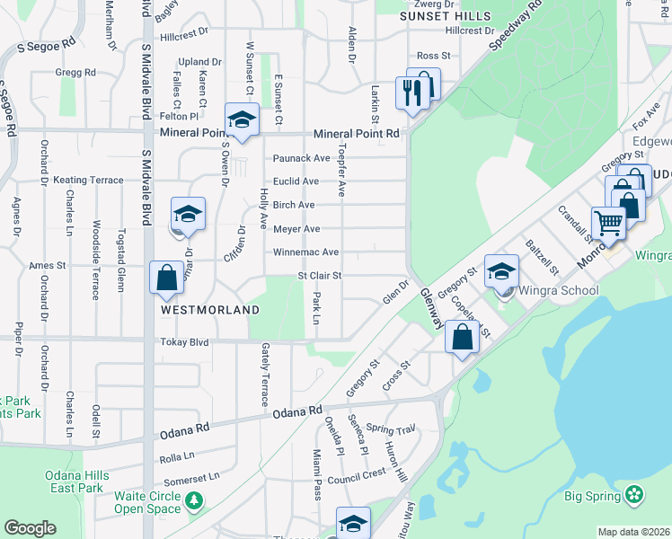 map of restaurants, bars, coffee shops, grocery stores, and more near in Madison