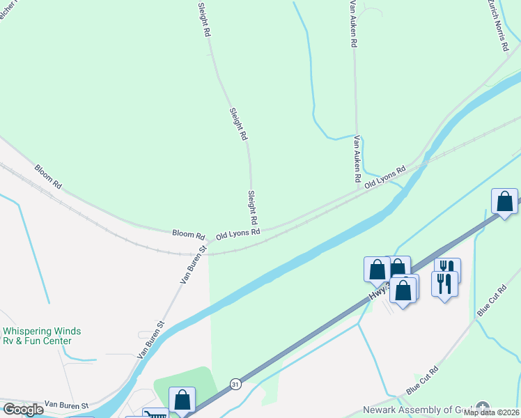 map of restaurants, bars, coffee shops, grocery stores, and more near 1272 Sleight Road in Newark