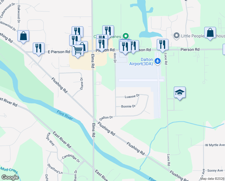 map of restaurants, bars, coffee shops, grocery stores, and more near 3371 Ann Drive in Flushing