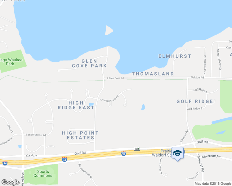 map of restaurants, bars, coffee shops, grocery stores, and more near N18W29604 Crooked Creek Road in Pewaukee