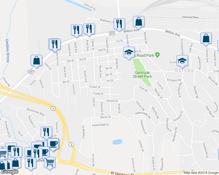 map of restaurants, bars, coffee shops, grocery stores, and more near 898 Cogswell Avenue in Solvay