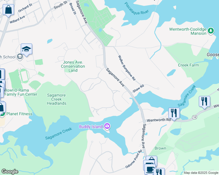 map of restaurants, bars, coffee shops, grocery stores, and more near 53 Tidewatch Condominium in Portsmouth