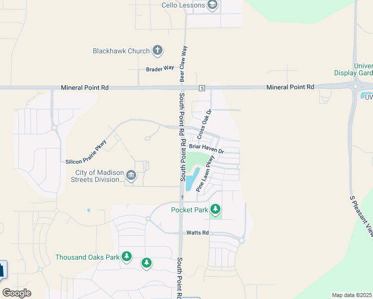 map of restaurants, bars, coffee shops, grocery stores, and more near 9449 Briar Haven Drive in Verona