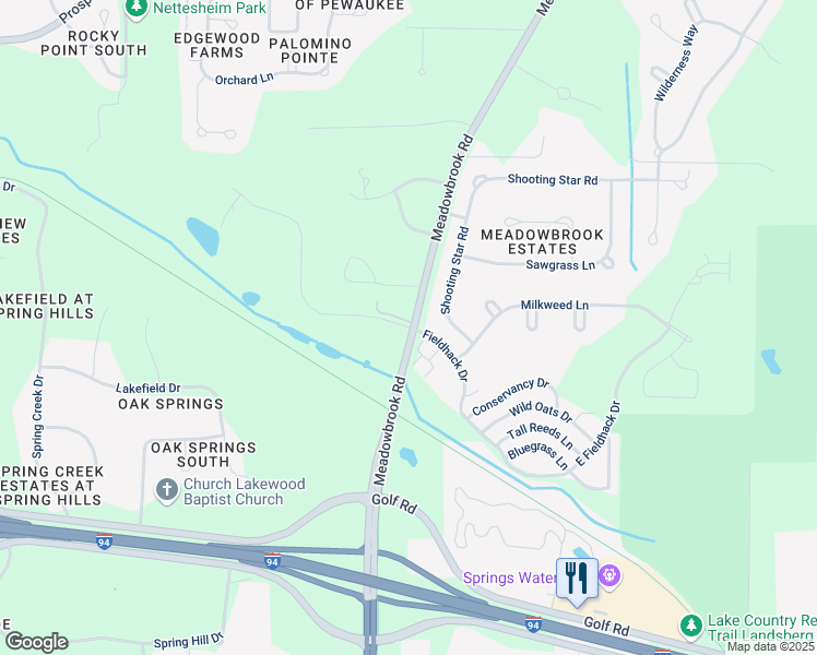 map of restaurants, bars, coffee shops, grocery stores, and more near 27181 Fieldhack Drive in Pewaukee