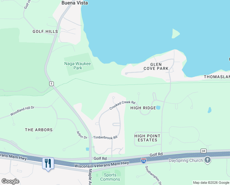 map of restaurants, bars, coffee shops, grocery stores, and more near W300N1892 Stone Bridge Court in Pewaukee