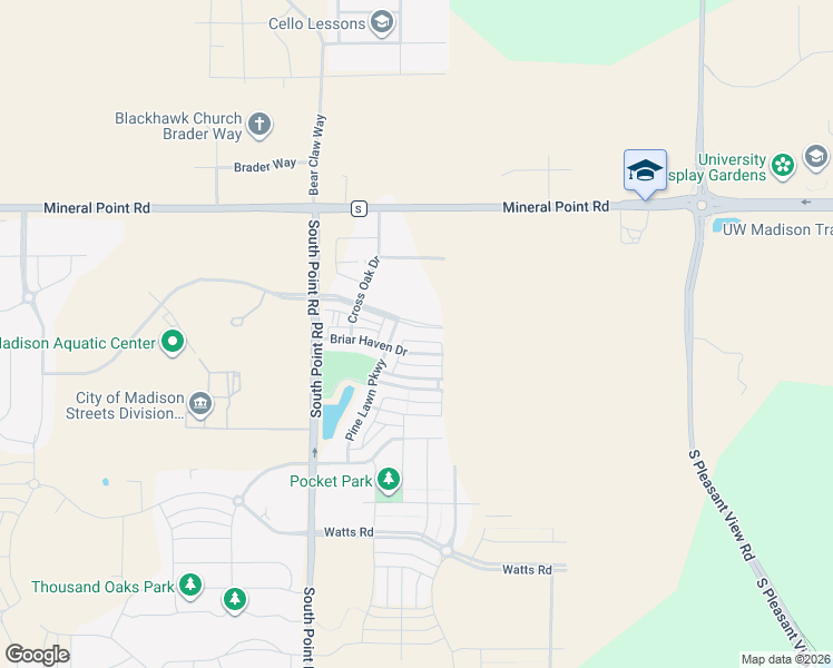 map of restaurants, bars, coffee shops, grocery stores, and more near 9325 Briar Haven Drive in Verona