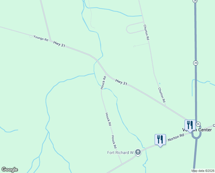 map of restaurants, bars, coffee shops, grocery stores, and more near 5708 Youngs Rd in Vernon