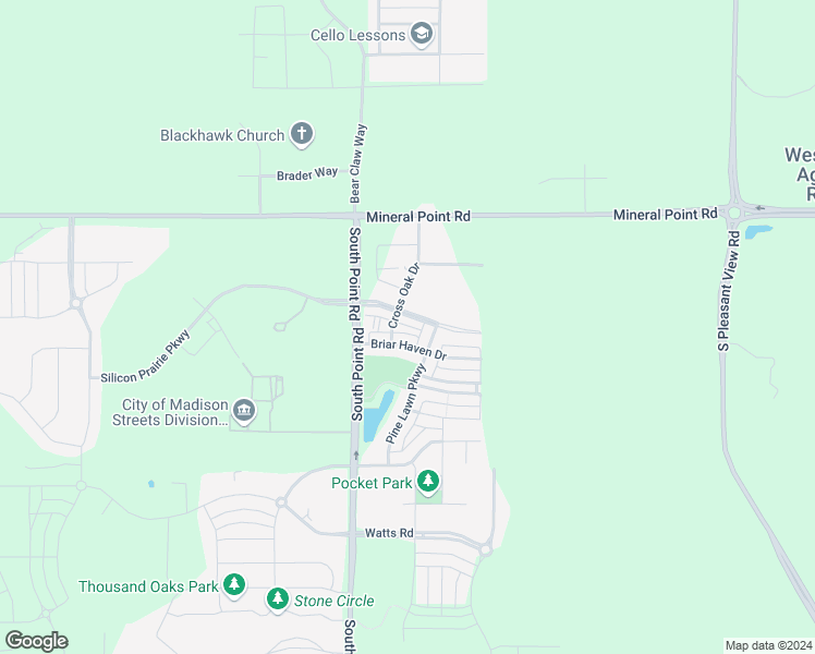 map of restaurants, bars, coffee shops, grocery stores, and more near 103 Silicon Prairie Parkway in Verona