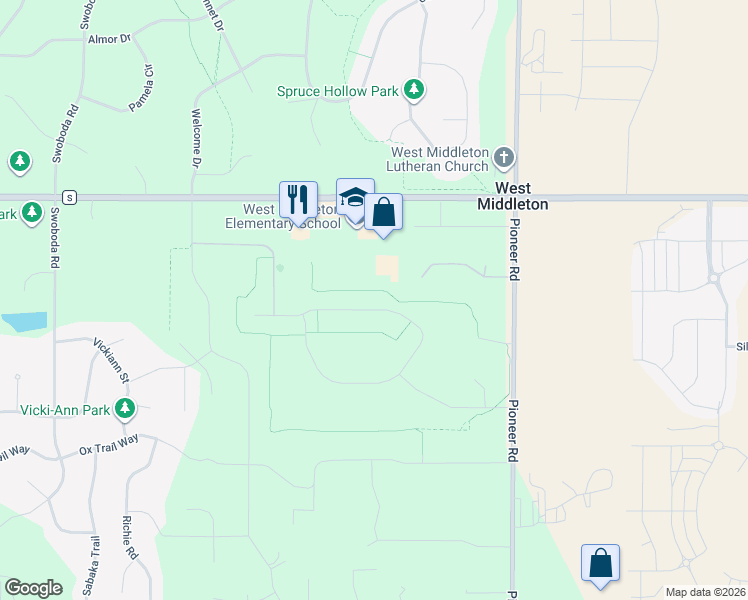 map of restaurants, bars, coffee shops, grocery stores, and more near 7595 West Mineral Point Road in Verona