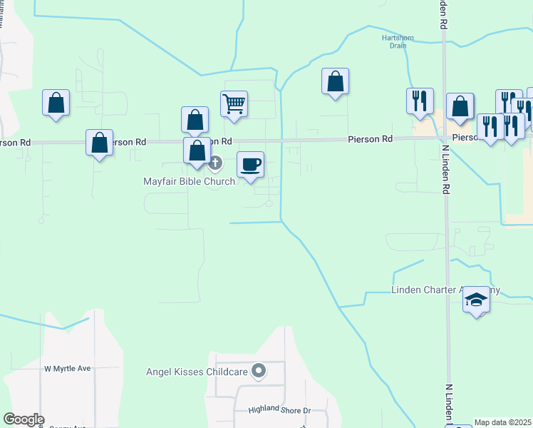 map of restaurants, bars, coffee shops, grocery stores, and more near 3419 Pierson Place in Flushing