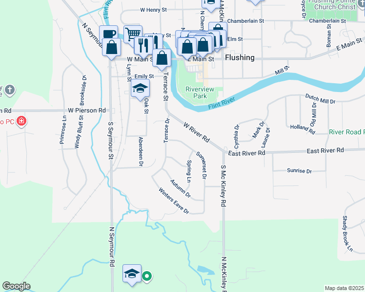 map of restaurants, bars, coffee shops, grocery stores, and more near 430 Somerset Drive in Flushing