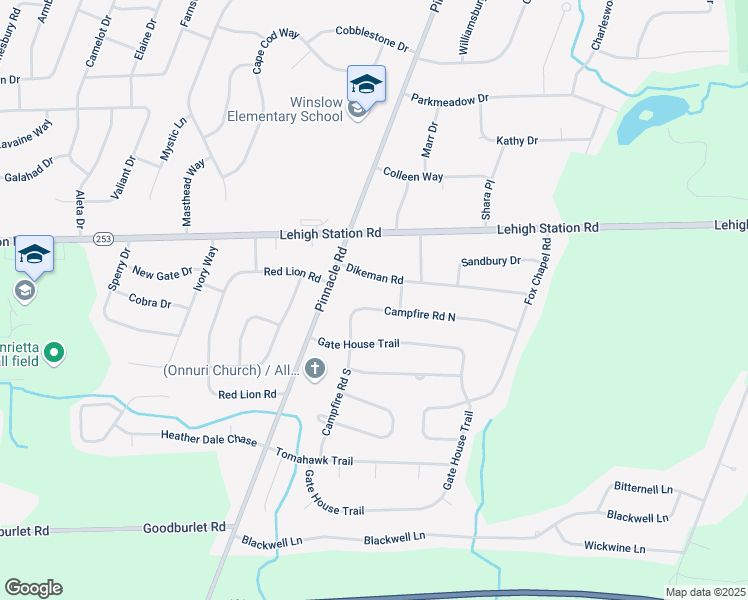 map of restaurants, bars, coffee shops, grocery stores, and more near 48 Campfire Rd N in Henrietta
