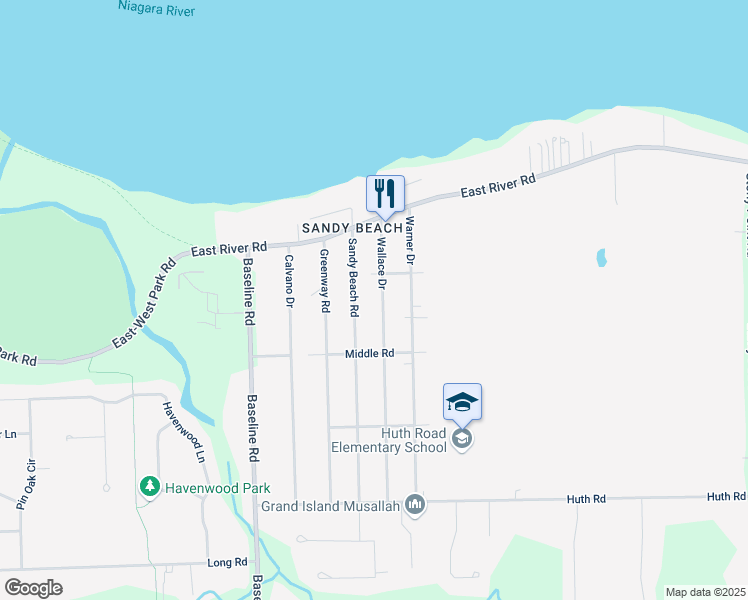map of restaurants, bars, coffee shops, grocery stores, and more near 3504 Wallace Drive in Grand Island