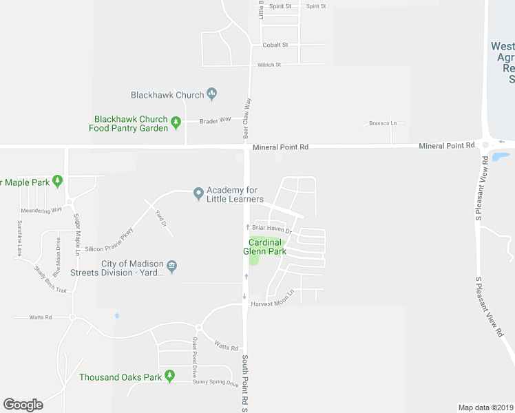 map of restaurants, bars, coffee shops, grocery stores, and more near 9471 Silicon Prairie Parkway in Verona