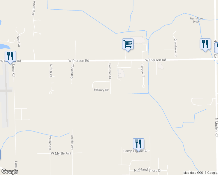 map of restaurants, bars, coffee shops, grocery stores, and more near 5599 Hickory Circle in Flushing