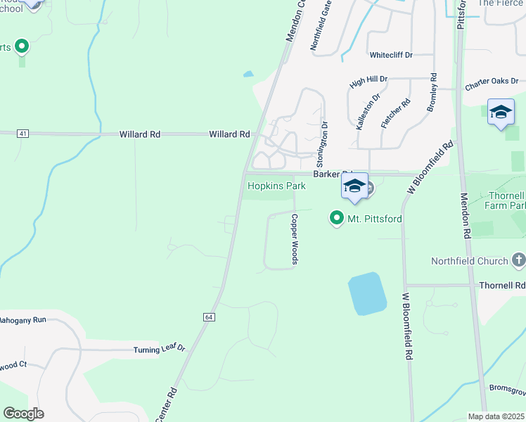 map of restaurants, bars, coffee shops, grocery stores, and more near 66 Copper Woods in Pittsford