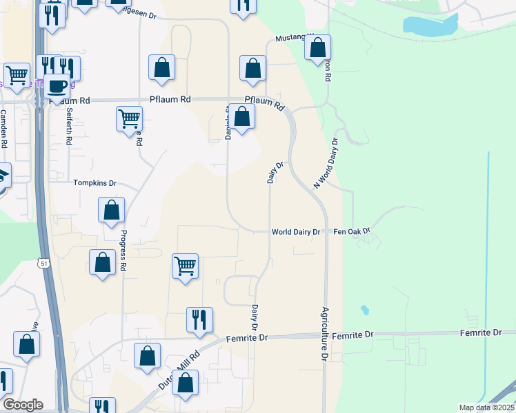 map of restaurants, bars, coffee shops, grocery stores, and more near 2701 Daniels St in Madison