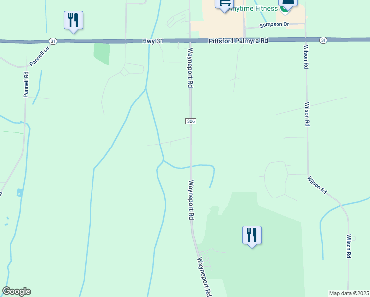 map of restaurants, bars, coffee shops, grocery stores, and more near 1333 County Road 306 in Macedon