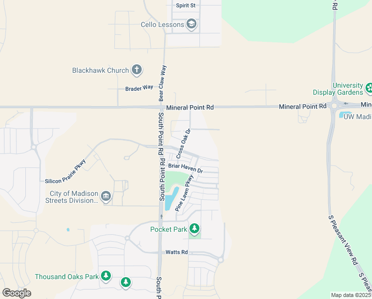 map of restaurants, bars, coffee shops, grocery stores, and more near 103 Silicon Prairie Parkway in Verona