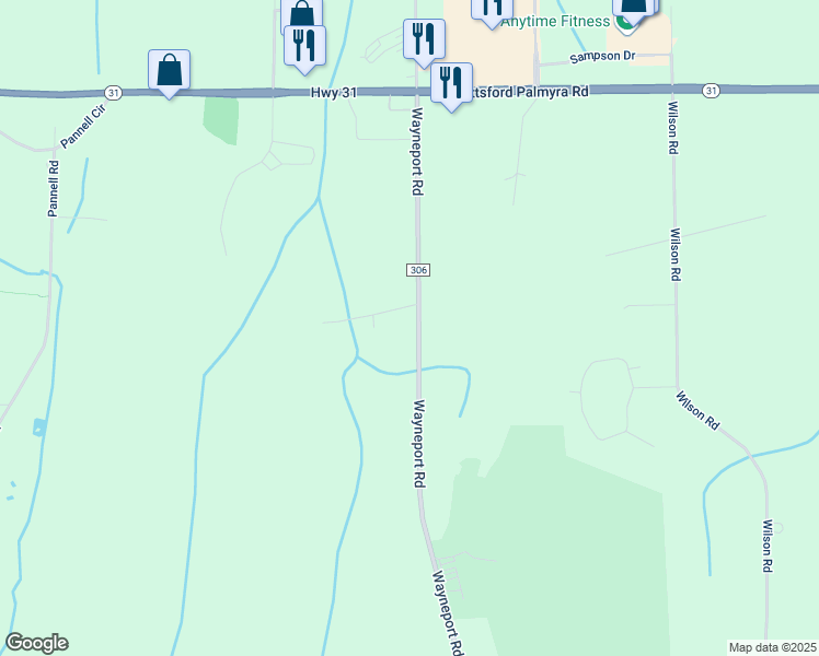 map of restaurants, bars, coffee shops, grocery stores, and more near 1333 County Road 306 in Macedon