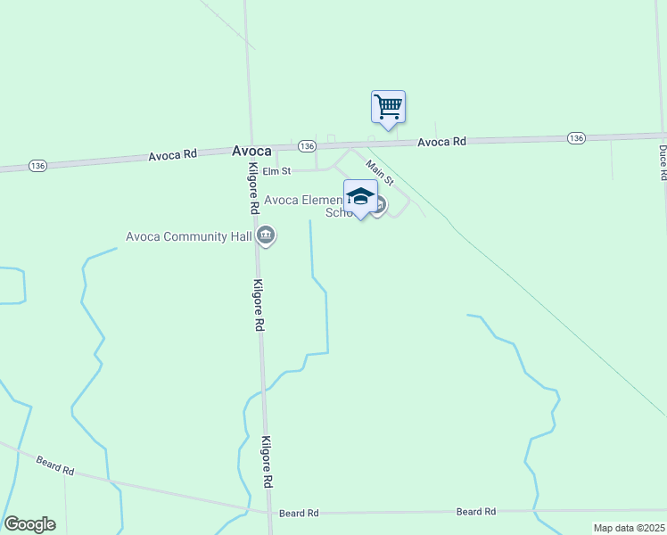 map of restaurants, bars, coffee shops, grocery stores, and more near in Avoca