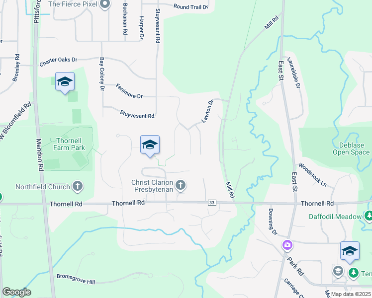 map of restaurants, bars, coffee shops, grocery stores, and more near 37 Muirfield Court in Pittsford