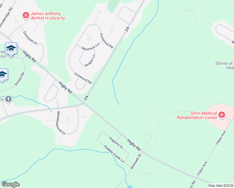 map of restaurants, bars, coffee shops, grocery stores, and more near 415 Higby Road in New Hartford