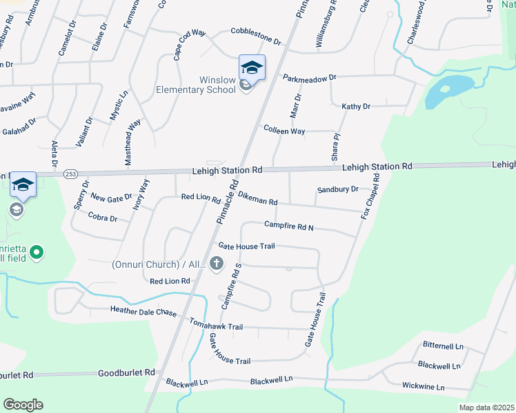 map of restaurants, bars, coffee shops, grocery stores, and more near 48 Campfire Road North in Henrietta