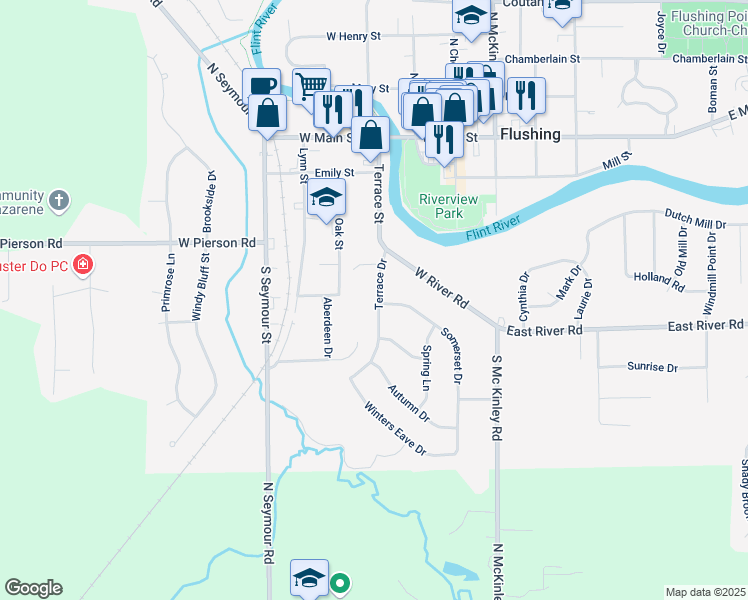 map of restaurants, bars, coffee shops, grocery stores, and more near 416 Somerset Drive in Flushing
