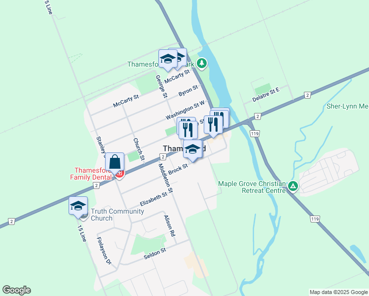 map of restaurants, bars, coffee shops, grocery stores, and more near in Oxford County