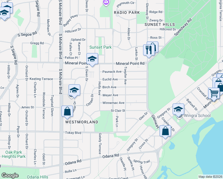 map of restaurants, bars, coffee shops, grocery stores, and more near 461 Westmorland Boulevard in Madison