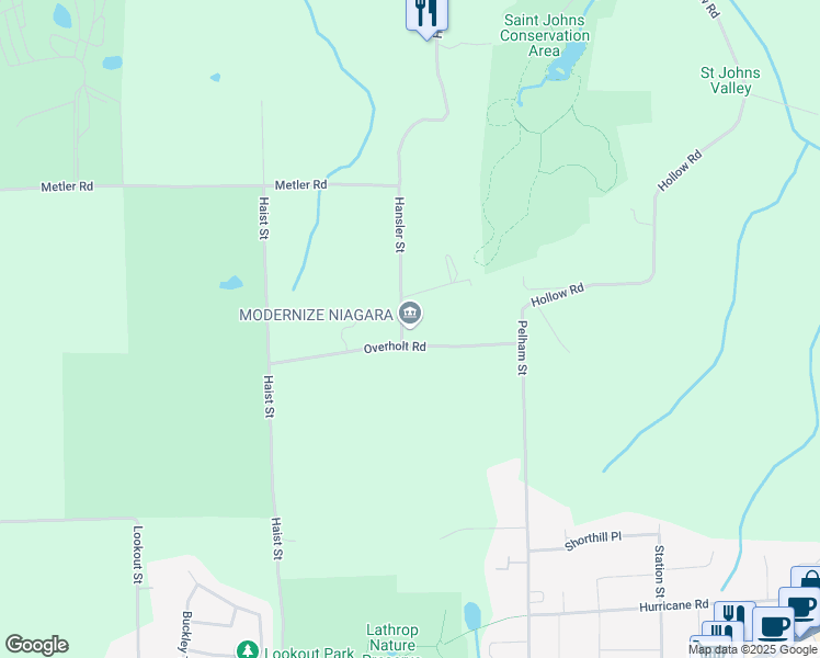 map of restaurants, bars, coffee shops, grocery stores, and more near in Regional Municipality of Niagara