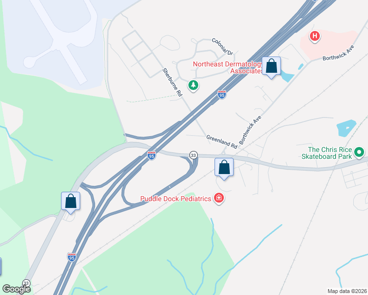 map of restaurants, bars, coffee shops, grocery stores, and more near 1000 Greenland Road in Portsmouth