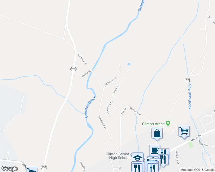map of restaurants, bars, coffee shops, grocery stores, and more near 4 Old Boorne Drive in Clinton