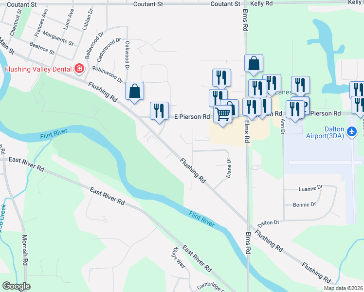 map of restaurants, bars, coffee shops, grocery stores, and more near 1467 Flushing Road in Flushing