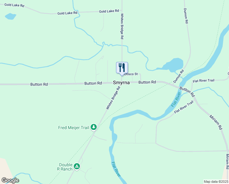 map of restaurants, bars, coffee shops, grocery stores, and more near 9573 Button Road in Belding