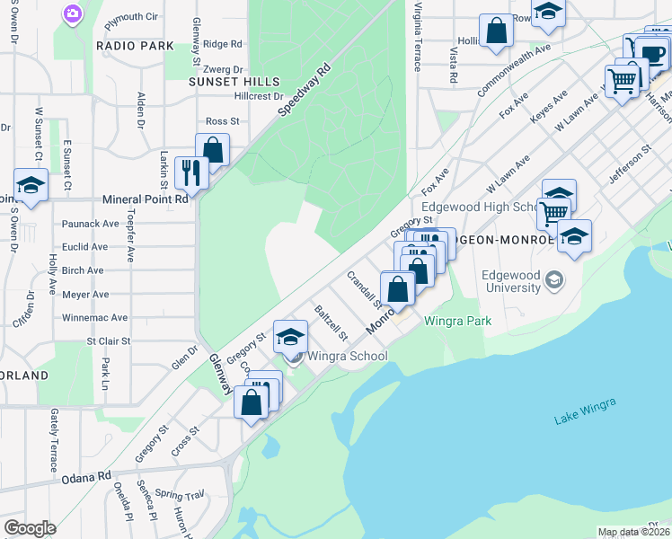 map of restaurants, bars, coffee shops, grocery stores, and more near 502 Sheldon Street in Madison