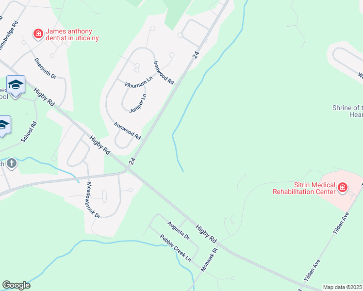 map of restaurants, bars, coffee shops, grocery stores, and more near 415 Higby Road in New Hartford