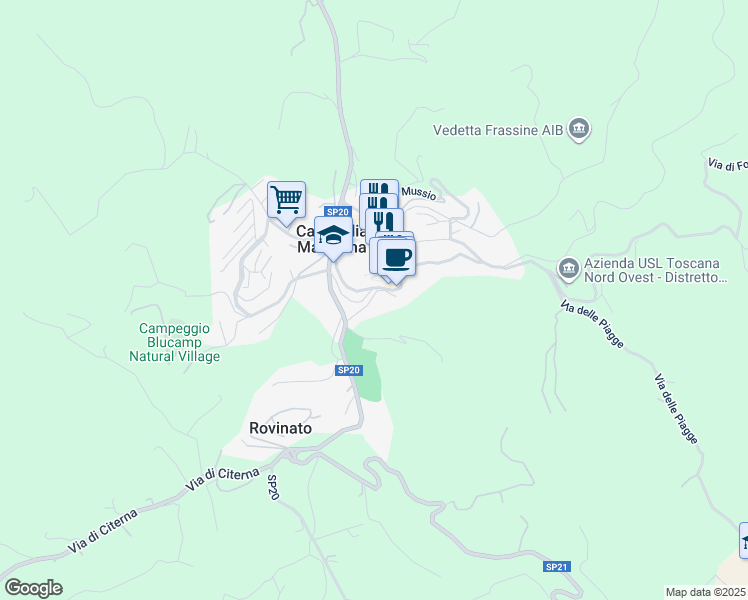 map of restaurants, bars, coffee shops, grocery stores, and more near 5/1 Via Santa Maria in Campiglia Marittima