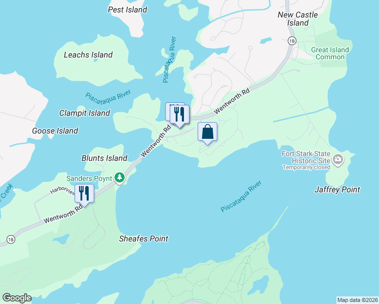 map of restaurants, bars, coffee shops, grocery stores, and more near 69 Marina Heights in New Castle