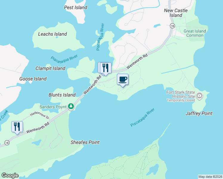 map of restaurants, bars, coffee shops, grocery stores, and more near 69 Marina Heights in New Castle