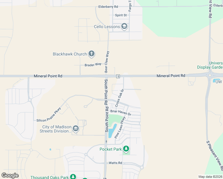 map of restaurants, bars, coffee shops, grocery stores, and more near 3741 South Point Road in Verona