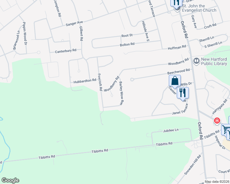 map of restaurants, bars, coffee shops, grocery stores, and more near 8 Barley Mow Run in New Hartford