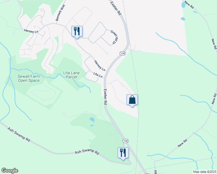 map of restaurants, bars, coffee shops, grocery stores, and more near 175 Exeter Road in Newmarket